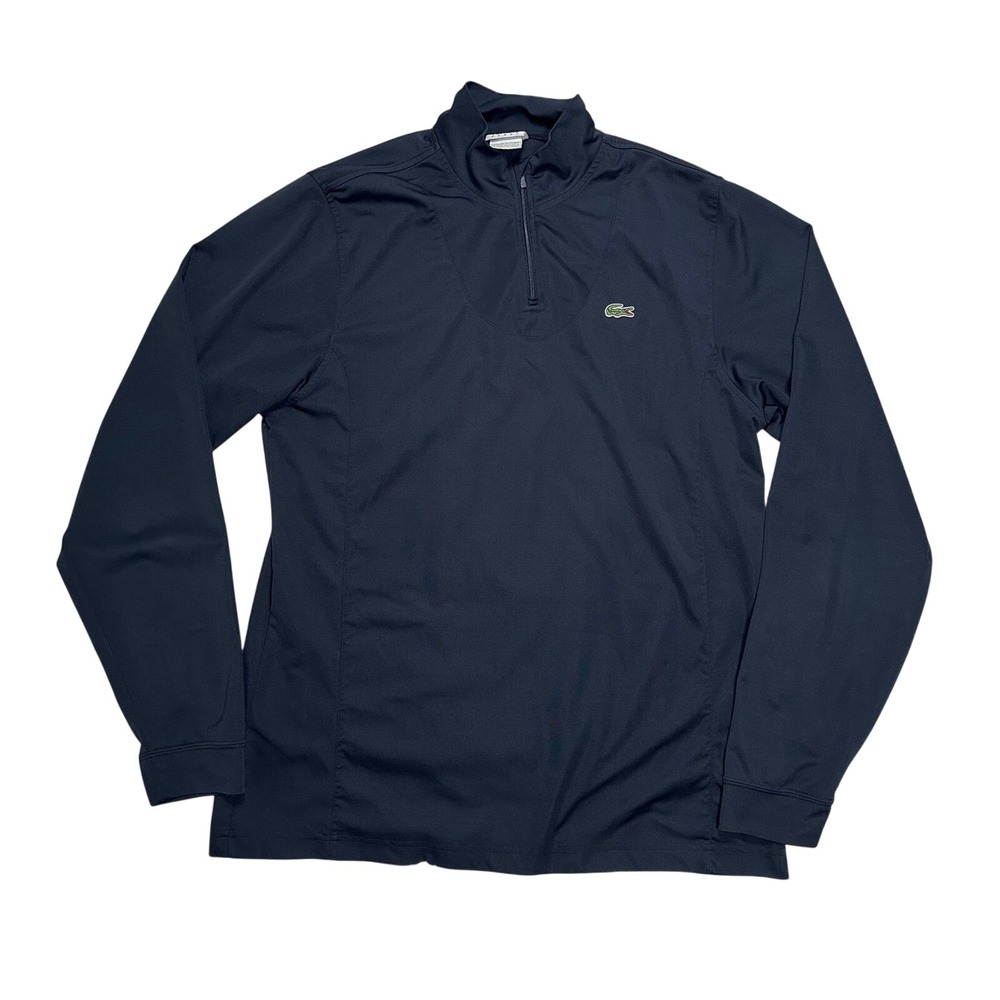 Lacoste Sport Mens Quarter Zip Pullover Long Sleeve Top Black‎ size XL